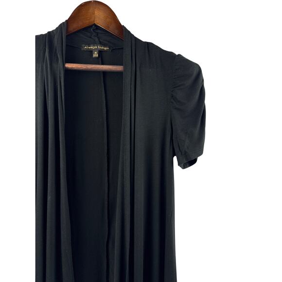 Women’s Always Indigo Medium Black Short Puff Sleeved Sweater - Picture 2 of 5